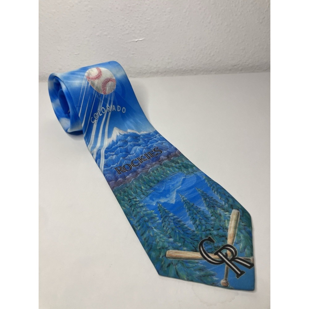 VTG 1994 Men's NeckTie‎ Ralph Marlin Original Colorado Rockies Baseball USA Made
